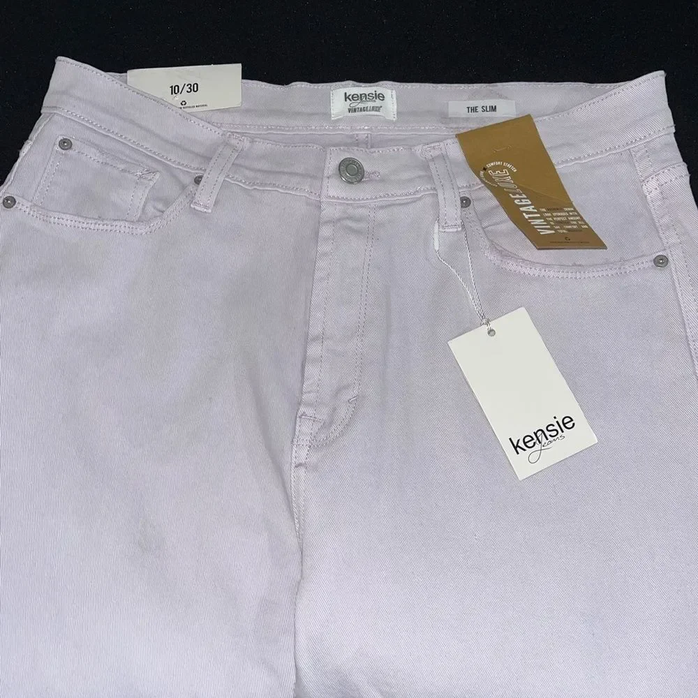 Kensie size 10/30 lilac denim slim fit with raw edge hem NWT - Picture 9 of 14